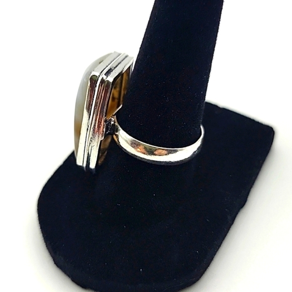 NEW 925 Silver Plated Botswana Agate Natural Gemstone Ring Size US 8 Chakra - Picture 3 of 7